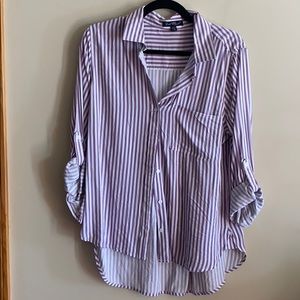 Velvet heart purple&white stripe button down NWOT